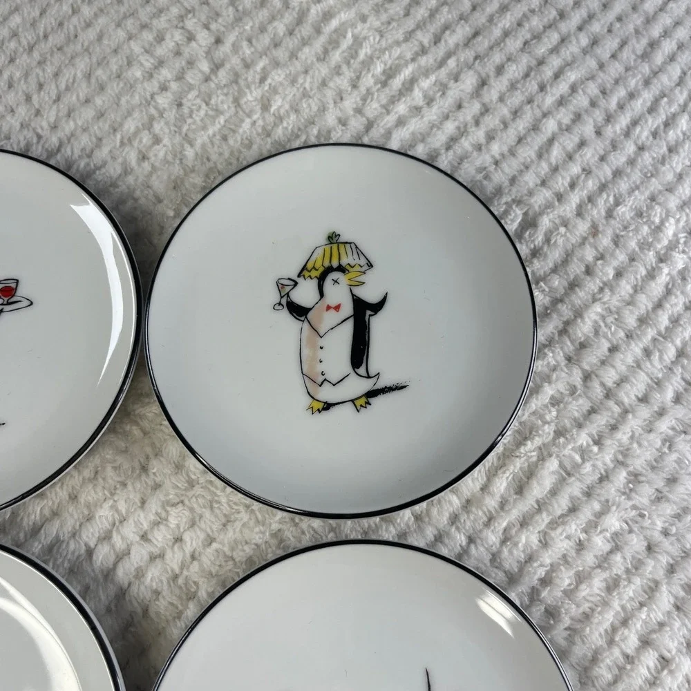 Pottery Barn Penguins Coasters Set of 8 Whimsical‎ Party Holiday Japan